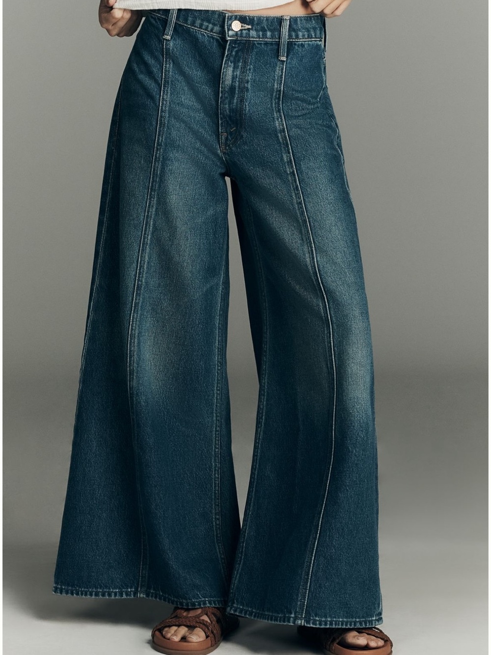 MOTHER LUNCH LINE FLOOD HIGH RISE WIDE LEG JEANS ON TAP - Picture 2 of 4
